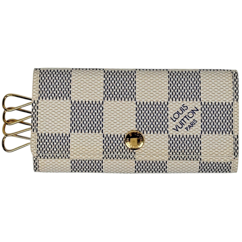 Louis Vuitton Multicles Keychain Key Case Wallet Damier Azur White